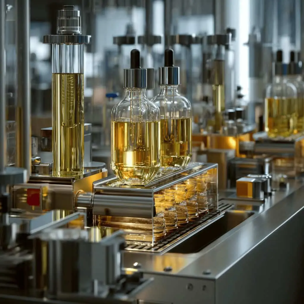 cosmetics production process for fragrances and active ingredients.